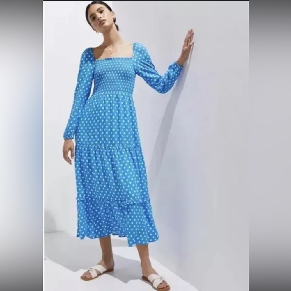 NWT Anthropologie Dolan Left Coast Laney Polka Dot Maxi Dress In Blue - XSP